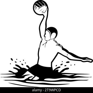 Logo du joueur de water-polo en action. Illustration vectorielle Illustration de Vecteur