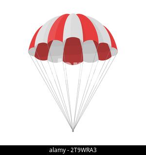 Parachute de lancement de cargaison isolé sur fond blanc. Descente gratuite et vol dans l'espace livraison cadeaux et marchandises avec surprise agréable soudaine Illustration de Vecteur