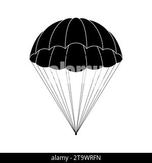 Icône parachute isolé sur fond blanc. Descente et vol gratuits dans l'espace livraison cadeaux et marchandises avec une aide surprise soudaine et agréable. Illustration de Vecteur