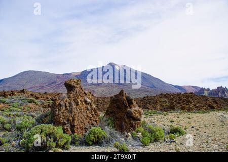 Vue du Teide depuis llano de ucanca, à las Cañadas del teide, îles Canaries, Tenerife Banque D'Images