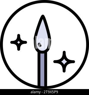 Coton-tige, propre, médical, outil, icône vecteur de couleur bâton. Les cotons-tiges en bois signent le vecteur plat. Écouvillon. Icône simple en bois plastique. Illustration de Vecteur