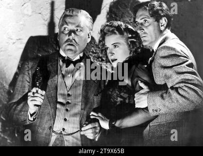 SHERLOCK HOLMES ET LA VOIX DE LA TERREUR film 1942 Universal Pictures avec Nigel Bruce, Evelyn Ankers, Basil Rathbone. Banque D'Images