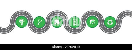 Route infographique avec six marches sur la route vinding. Illustration vectorielle. Illustration de Vecteur