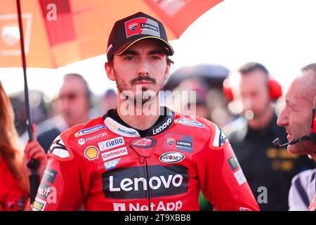 Valencia, Espagne. 26 novembre 2023. Valence, Espagne, 26. Novembre 2023 ; Francesco Bagnaia d'Italie et Ducati Lenovo Team pendant le Championnat du monde moto GP.Grand Prix moto GP de la Comunitat Valenciana, circuit Ricardo Toro près de Cheste - image payante - crédit photo : © Eric ALONSO/ATP images (ALONSO Eric/ATP/SPP) crédit : SPP Sport Press photo. /Alamy Live News Banque D'Images