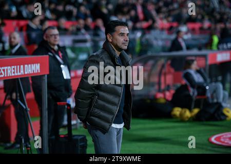 Girona, ESP. 27 novembre 2023. GIRONA FC-ATHLETIC DE BILBAO 27 novembre 2023 Míchel Sánchez entraîneur-chef du Girona FC lors du match entre Girona FC et Athletic de Bilbao correspondant à la quatorze jours de la Liga EA Sports au stade municipal de Montilivi à Gérone, Espagne. Crédit : Rosdemora/Alamy Live News Banque D'Images