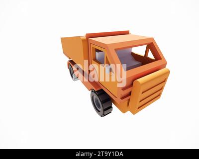 Modèle de rendu 3D d'un camion jouet en bois brun orange Banque D'Images