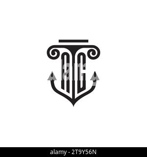 Logo de concept de combinaison pilier et ancre AG dans un design de haute qualité Illustration de Vecteur