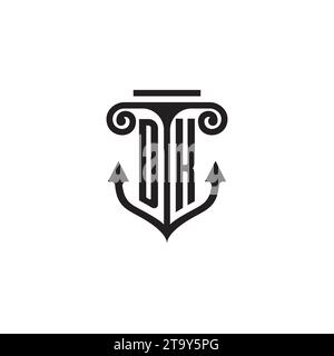 Logo de concept de combinaison pilier et ancre DK dans un design de haute qualité Illustration de Vecteur