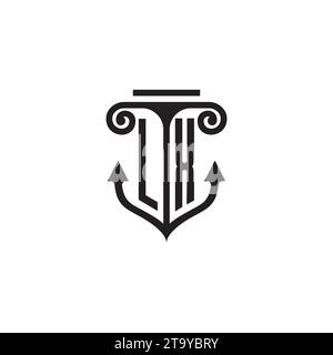 Logo concept de combinaison pilier et ancre LX dans un design de haute qualité Illustration de Vecteur