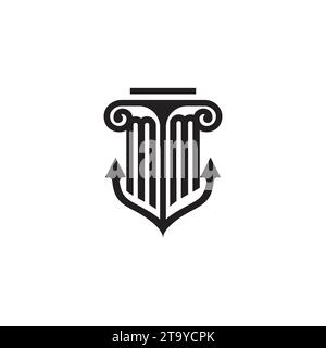 Logo de concept de combinaison pilier et ancre MM dans un design de haute qualité Illustration de Vecteur