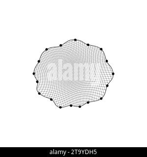 Filet à poissons, filet à poissons isolé est un outil semblable à une toile pour la capture. Maille vectorielle 3d isolée de forme arrondie avec des lests, tissée à partir de matériaux durables, elle aide les pêcheurs à transporter leurs prises aquatiques Illustration de Vecteur