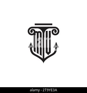 Logo de concept de combinaison pilier et ancre MV dans un design de haute qualité Illustration de Vecteur