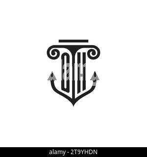 Logo de concept de combinaison de pilier et d'ancre OH dans un design de haute qualité Illustration de Vecteur