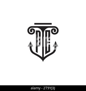 Logo de concept de combinaison de pilier et d'ancre PE dans un design de haute qualité Illustration de Vecteur