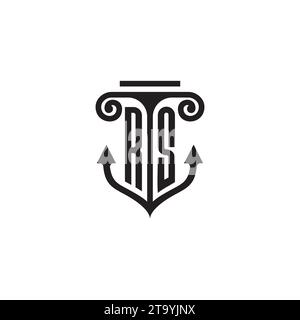 Logo de concept de combinaison de pilier et d'ancrage RS de haute qualité Illustration de Vecteur