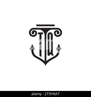 Logo de concept de combinaison de pilier et d'ancre TQ dans un design de haute qualité Illustration de Vecteur