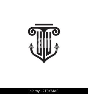 Logo de concept de combinaison de pilier et d'ancre UU dans un design de haute qualité Illustration de Vecteur