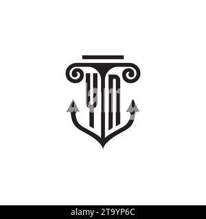 Logo de concept de combinaison de pilier et d'ancre YN dans un design de haute qualité Illustration de Vecteur