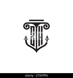 Logo de concept de combinaison de pilier et d'ancrage ZH dans un design de haute qualité Illustration de Vecteur
