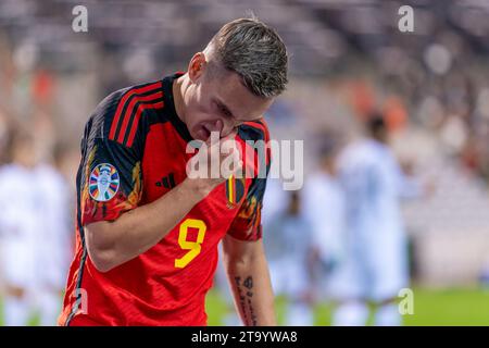 Bruxelles, Belgique. 19 novembre 2023. BRUXELLES, BELGIQUE - 19 NOVEMBRE : Leandro Trossard de Belgique lors du match de qualification européenne du Groupe F - UEFA EURO 2024 entre la Belgique et l'Azerbaïdjan au Stade Roi Baudouin le 19 novembre 2023 à Bruxelles, Belgique. (Photo Joris Verwijst/Agence BSR) crédit : Agence BSR/Alamy Live News Banque D'Images