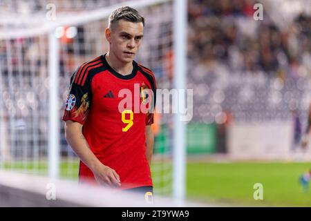 Bruxelles, Belgique. 19 novembre 2023. BRUXELLES, BELGIQUE - 19 NOVEMBRE : Leandro Trossard de Belgique lors du match de qualification européenne du Groupe F - UEFA EURO 2024 entre la Belgique et l'Azerbaïdjan au Stade Roi Baudouin le 19 novembre 2023 à Bruxelles, Belgique. (Photo Joris Verwijst/Agence BSR) crédit : Agence BSR/Alamy Live News Banque D'Images