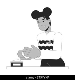 Illustration plate de dessin animé noir et blanc d'hiver de soin de la peau Illustration de Vecteur