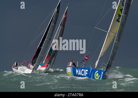 Charlie DALIN (Skipper Macif 2015) lors de la course monocoque Solo Maître Coq, départ aux Sables d'Olonne, France, le 16 mars 2018 - photo Olivier Blanchet / DPPI Banque D'Images