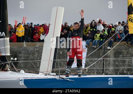 Ambiance Channel avec Paul Meilhat (FRA), skipper SMA, départ du Vendée Globe, aux Sables d'Olonne, France, le 6 novembre 2016 - photo Olivier Blanchet / DPPI Banque D'Images