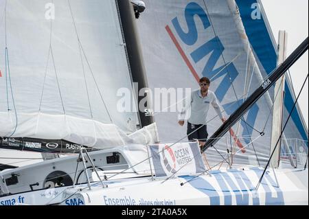 IMOCA SMA, skipper Paul Meilhat (FRA), 4e place, lors de l'arrivée de la transat New York - Vendée aux Sables d'Olonne le 9 juin 2016 - photo Olivier Blanchet / DPPI Banque D'Images