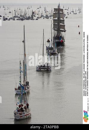 VOILE - PATRIMONIAL - BELEM - LA GRANDE TRAVERSÉE - LA ROCHELLE (FRA) - 06/05/08 PHOTO : OLIVIER BLANCHET / DPPI DÉPART DE LA GRANDE TRAVERSÉE POUR LE 400E ANNIVERSAIRE COMMÉMORATIF DE QUÉBEC Banque D'Images