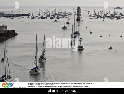 VOILE - PATRIMONIAL - BELEM - LA GRANDE TRAVERSÉE - LA ROCHELLE (FRA) - 06/05/08 PHOTO : OLIVIER BLANCHET / DPPI DÉPART DE LA GRANDE TRAVERSÉE POUR LE 400E ANNIVERSAIRE COMMÉMORATIF DE QUÉBEC Banque D'Images