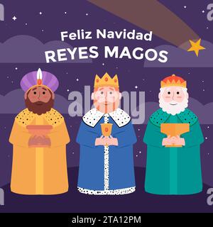 design plat feliz navidad reyes magos illustration Illustration de Vecteur