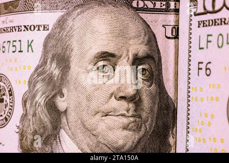 Portrait de Franklin sur le billet de 100 $ Banque D'Images