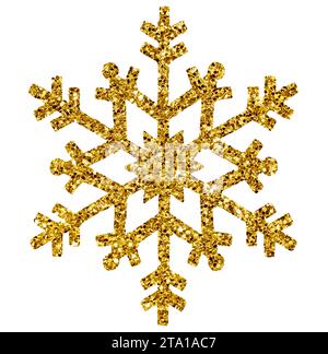 Noël, graphiques d'effet de pochoir avec des cristaux de neige, avec des bords et des lignes irréguliers, dans certains endroits, les lignes sont fissurées, manquantes. Couleur jaune de Banque D'Images