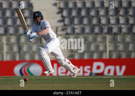 Bangladesh-Nouvelle-Zélande première journée d'essais première session au Sylhet International Cricket Stadium, Lakkatura, Bangladesh, 28 novembre 2023. Banque D'Images