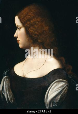 Réalisé par un disciple de Léonard de Vinci, Portrait d'une jeune dame, c. 1500 Banque D'Images