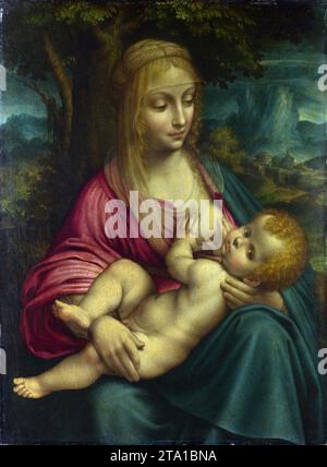 La Vierge et l'enfant - fait par disciple de Léonard de Vinci après 1510 Banque D'Images