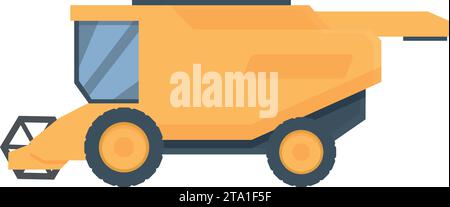 Vecteur de dessin animé d'icône de moissonneuse-batteuse jaune. Village de transport. Machine professionnelle Illustration de Vecteur