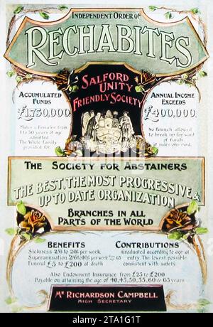 Affiche de Salford Rechabites friendly Society, période victorienne Banque D'Images