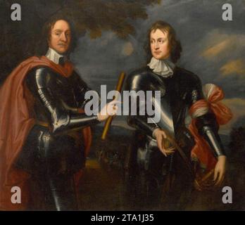 Double portrait d'Oliver Cromwell et du général John Lambert - par Robert Walker Banque D'Images