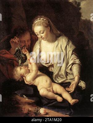 Holy Family 1714 par Adriaen Van Der Werff Banque D'Images