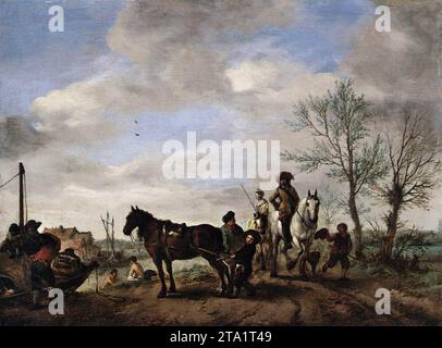 Un homme et une femme sur Horseback 1653-54 par Philips Wouwerman Banque D'Images