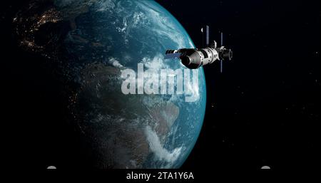 Station spatiale en orbite terrestre. Banque D'Images