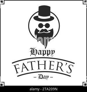 Silhouette d'un avatar hipster heureux modèle de carte de fête des pères illustration vectorielle Illustration de Vecteur