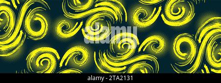 Fond Grunge abstrait avec illustration de brushstroke jaune et effet demi-ton. Bannière sport. Eléments de rayure et de texture pour la conception Illustration de Vecteur