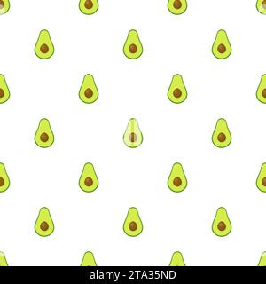 Avocat avec graines coupées en demi-motif sans couture pour textiles, imprimés, vêtements, courtepointe, bannière et plus encore. Fond alimentaire sain. Fruits d'été Illustration de Vecteur