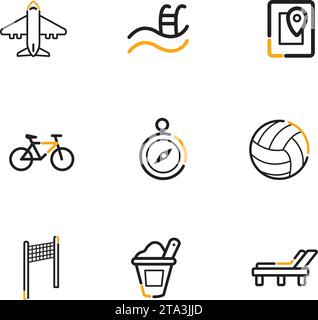 Ensemble de différentes icônes d'été vecteur de conception plate Illustration de Vecteur