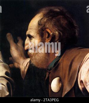 Souper à Emmaus (détail) 1601-02 par Caravaggio Banque D'Images