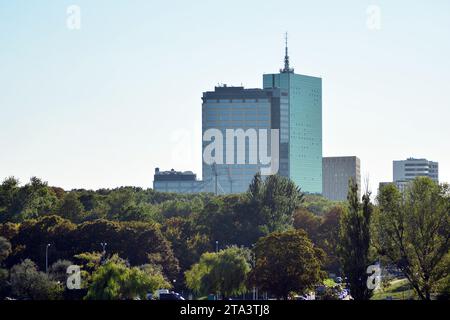 Varsovie, Pologne. 12 septembre 2018. Panorama de la vieille ville et gratte-ciel Banque D'Images