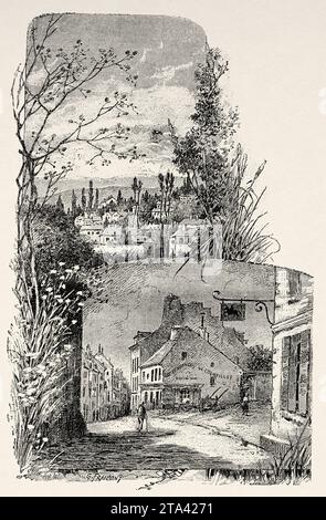 Maison où Daguerre est né à Cormeilles, France. Louis Jacques Mandé Daguerre (1787-1851) artiste et photographe français, reconnu pour son invention du procédé photographique daguerréotype. Illustration ancienne de la nature 1887 Banque D'Images